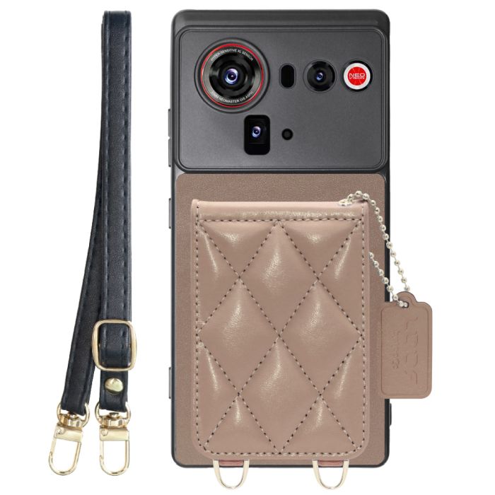 [ LOOF SWEET-SHELL SHOULDER  ] nubia Z80 Ultra NX741J スマホケース キルティング加工のカードケース付き ロングストラップ付き マグネット内蔵 カード収納 本革 [ nubia Z80 Ultra ]