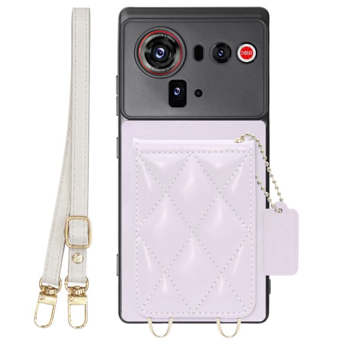 [ LOOF SWEET-SHELL SHOULDER  ] nubia Z80 Ultra NX741J スマホケース キルティング加工のカードケース付き ロングストラップ付き マグネット内蔵 カード収納 本革 [ nubia Z80 Ultra ]