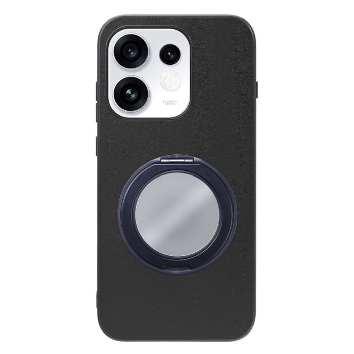 [ LOOF RING-SHELL (ミラー Ver.) ] OPPO Reno16 5G CPH2865 スマホケース 背面 ケース カバー ミラー付きスマホリング スタンド 本革 レザー 落下防止  [ OPPO Reno16 5G ]