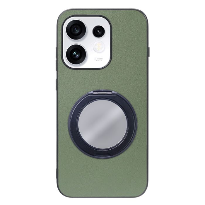 [ LOOF RING-SHELL (ミラー Ver.) ] OPPO Reno16 5G CPH2865 スマホケース 背面 ケース カバー ミラー付きスマホリング スタンド 本革 レザー 落下防止  [ OPPO Reno16 5G ]