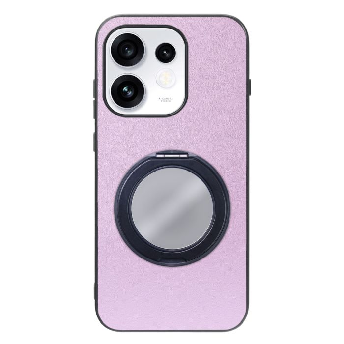 [ LOOF RING-SHELL (ミラー Ver.) ] OPPO Reno16 5G CPH2865 スマホケース 背面 ケース カバー ミラー付きスマホリング スタンド 本革 レザー 落下防止  [ OPPO Reno16 5G ]