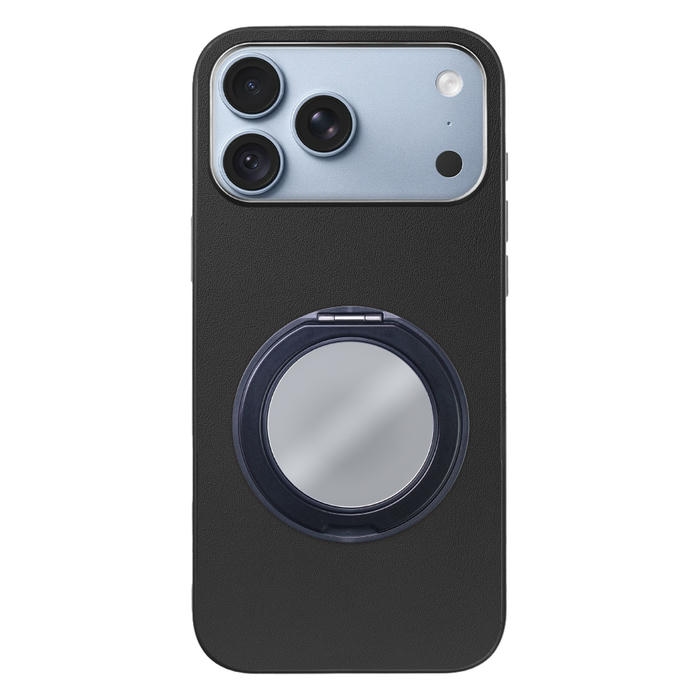 [ LOOF RING-SHELL (ミラー Ver.) ] iPhone 18 Pro Max iPhone18 Pro Max アイフォン18 プロ マックス スマホケース 背面 ケース カバー ミラー付きスマホリング スタンド 本革 レザー 落下防止  [ iPhone 18 Pro Max ]