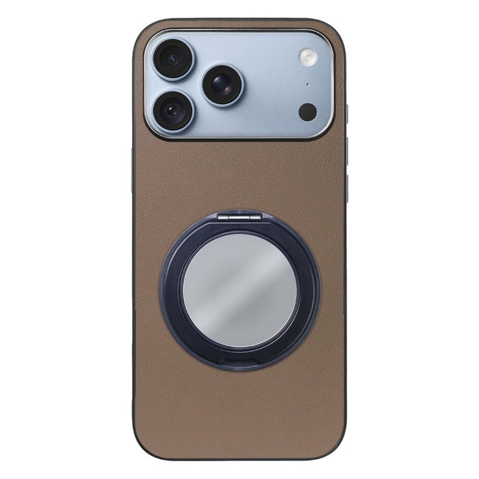 [ LOOF RING-SHELL (ミラー Ver.) ] iPhone 18 Pro Max iPhone18 Pro Max アイフォン18 プロ マックス スマホケース 背面 ケース カバー ミラー付きスマホリング スタンド 本革 レザー 落下防止  [ iPhone 18 Pro Max ]