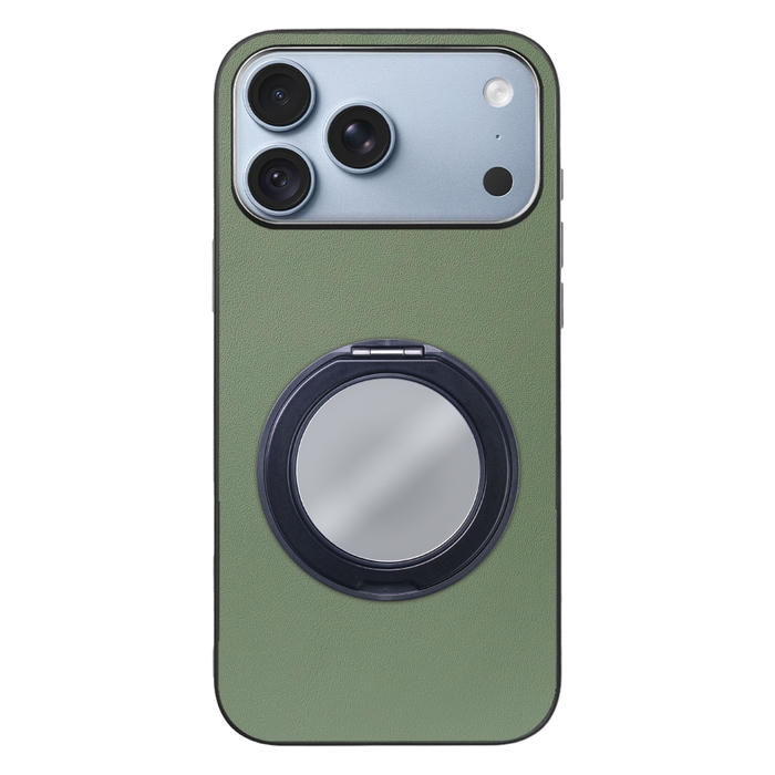 [ LOOF RING-SHELL (ミラー Ver.) ] iPhone 18 Pro Max iPhone18 Pro Max アイフォン18 プロ マックス スマホケース 背面 ケース カバー ミラー付きスマホリング スタンド 本革 レザー 落下防止  [ iPhone 18 Pro Max ]