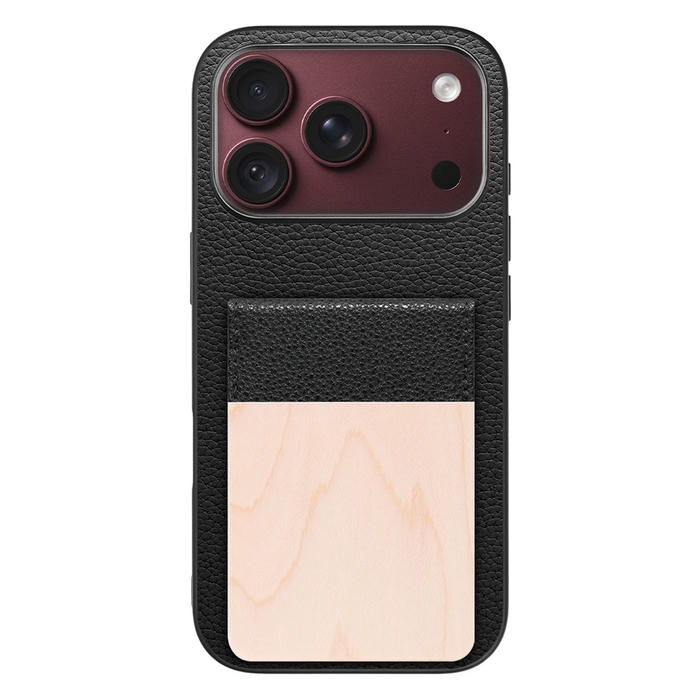 [ LOOF NATURE-SHELL ] iPhone 18 Pro iPhone18 Pro アイフォン18 プロ ケース 背面 カード収納 カード入れ カードポケット カバー スマホケース 天然木 本革 [ iPhone 18 Pro ]