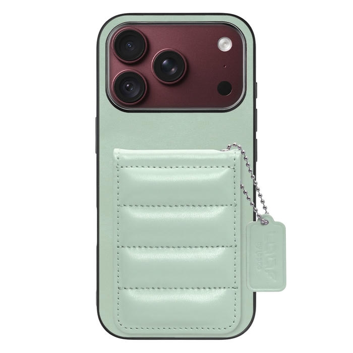 [ LOOF SWEET-SHELL CARD ] iPhone 18 Pro iPhone18 Pro アイフォン18 プロ スマホケース キルティング加工のカードケース付き マグネット内蔵 カード収納 本革 レザータグ＆チェーン付き パステルカラー [ iPhone 18 Pro ]