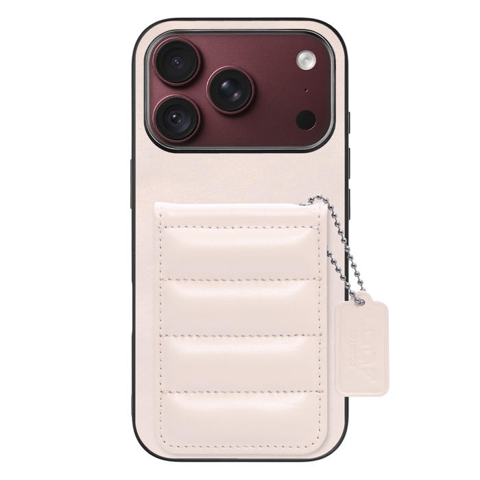 [ LOOF SWEET-SHELL CARD ] iPhone 18 Pro iPhone18 Pro アイフォン18 プロ スマホケース キルティング加工のカードケース付き マグネット内蔵 カード収納 本革 レザータグ＆チェーン付き パステルカラー [ iPhone 18 Pro ]