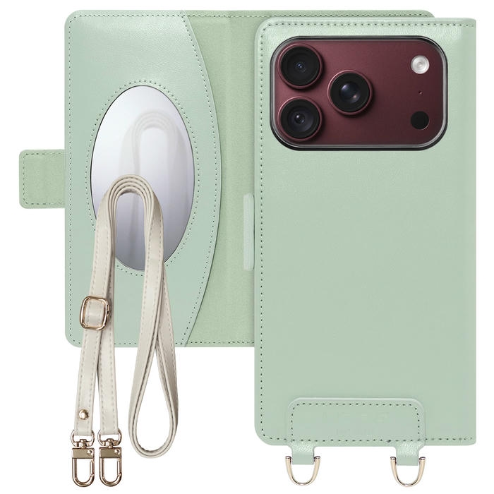 [ LOOF SWEET MIRROR ] iPhone 18 Pro iPhone18 Pro アイフォン18 プロ スマホケース  ショルダー付き手帳型スマホケース ミラー付き カードポケット 本革 [ iPhone 18 Pro ]