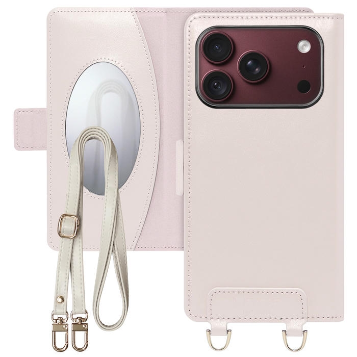 [ LOOF SWEET MIRROR ] iPhone 18 Pro iPhone18 Pro アイフォン18 プロ スマホケース  ショルダー付き手帳型スマホケース ミラー付き カードポケット 本革 [ iPhone 18 Pro ]