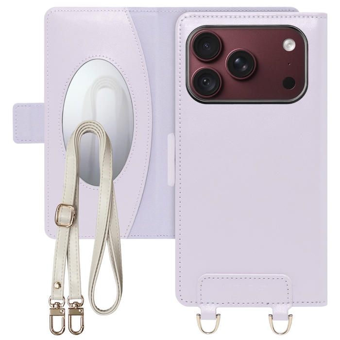 [ LOOF SWEET MIRROR ] iPhone 18 Pro iPhone18 Pro アイフォン18 プロ スマホケース  ショルダー付き手帳型スマホケース ミラー付き カードポケット 本革 [ iPhone 18 Pro ]