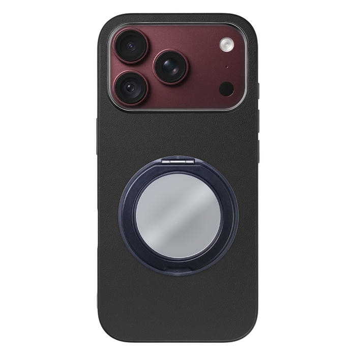 [ LOOF RING-SHELL (ミラー Ver.) ] iPhone 18 Pro iPhone18 Pro アイフォン18 プロ スマホケース 背面 ケース カバー ミラー付きスマホリング スタンド 本革 レザー 落下防止  [ iPhone 18 Pro ]