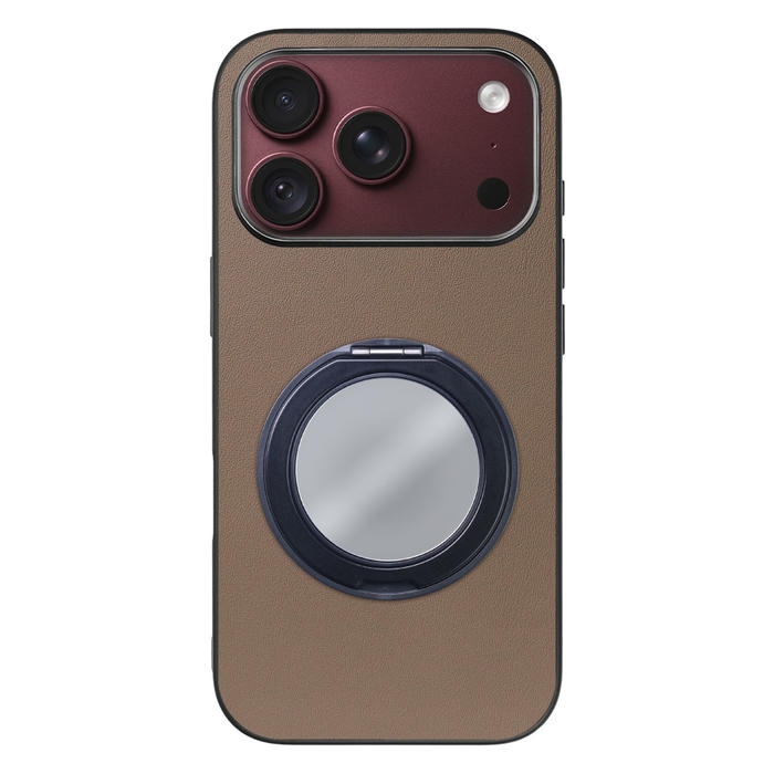 [ LOOF RING-SHELL (ミラー Ver.) ] iPhone 18 Pro iPhone18 Pro アイフォン18 プロ スマホケース 背面 ケース カバー ミラー付きスマホリング スタンド 本革 レザー 落下防止  [ iPhone 18 Pro ]