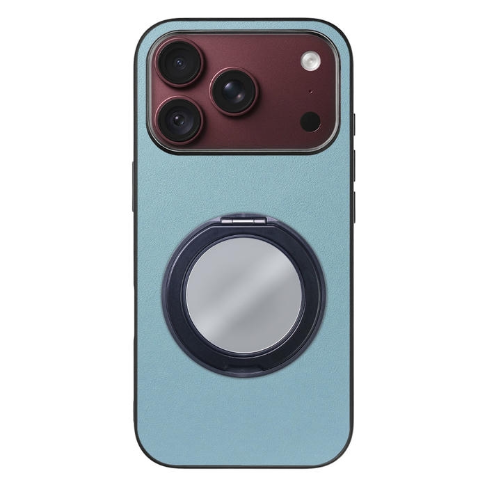 [ LOOF RING-SHELL (ミラー Ver.) ] iPhone 18 Pro iPhone18 Pro アイフォン18 プロ スマホケース 背面 ケース カバー ミラー付きスマホリング スタンド 本革 レザー 落下防止  [ iPhone 18 Pro ]