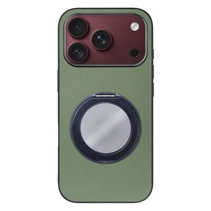 [ LOOF RING-SHELL (ミラー Ver.) ] iPhone 18 Pro iPhone18 Pro アイフォン18 プロ スマホケース 背面 ケース カバー ミラー付きスマホリング スタンド 本革 レザー 落下防止  [ iPhone 18 Pro ]