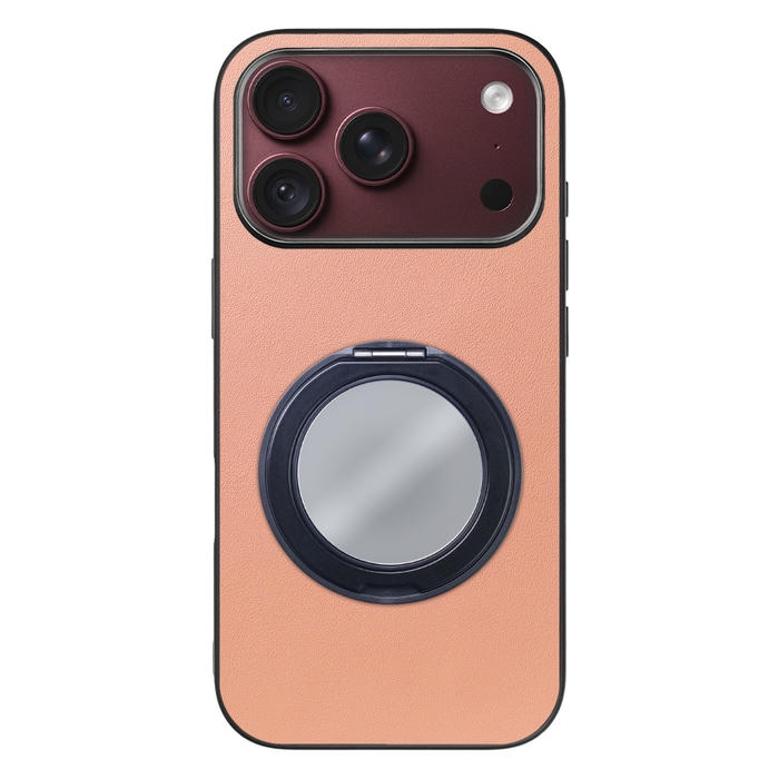 [ LOOF RING-SHELL (ミラー Ver.) ] iPhone 18 Pro iPhone18 Pro アイフォン18 プロ スマホケース 背面 ケース カバー ミラー付きスマホリング スタンド 本革 レザー 落下防止  [ iPhone 18 Pro ]