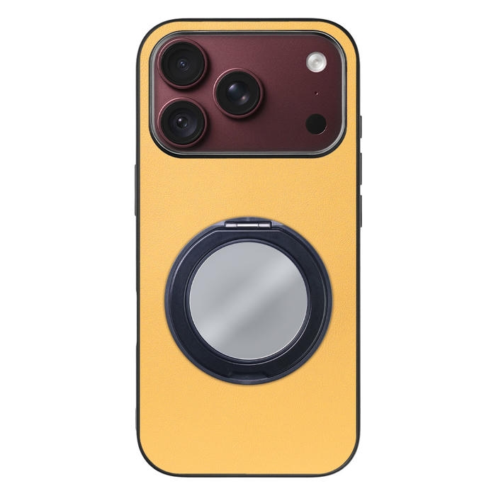 [ LOOF RING-SHELL (ミラー Ver.) ] iPhone 18 Pro iPhone18 Pro アイフォン18 プロ スマホケース 背面 ケース カバー ミラー付きスマホリング スタンド 本革 レザー 落下防止  [ iPhone 18 Pro ]