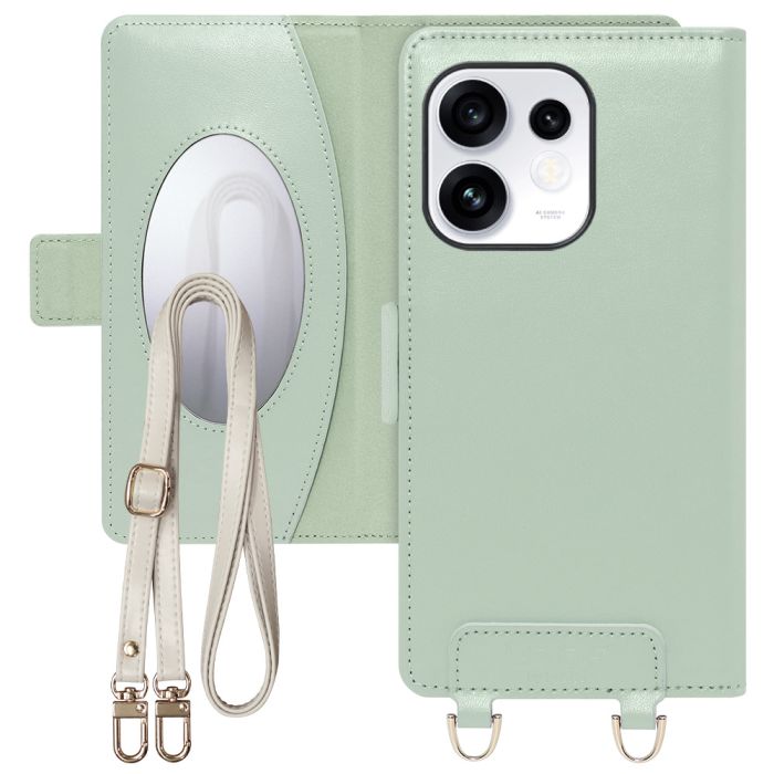 [ LOOF SWEET MIRROR ] OPPO Reno16 5G CPH2865 スマホケース  ショルダー付き手帳型スマホケース ミラー付き カードポケット 本革 [ OPPO Reno16 5G ]