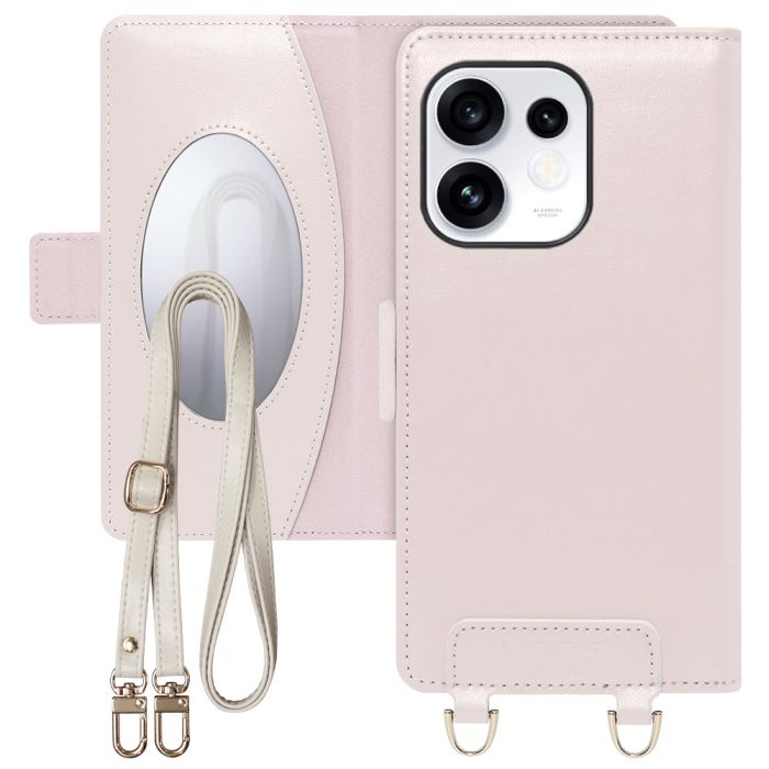 [ LOOF SWEET MIRROR ] OPPO Reno16 5G CPH2865 スマホケース  ショルダー付き手帳型スマホケース ミラー付き カードポケット 本革 [ OPPO Reno16 5G ]