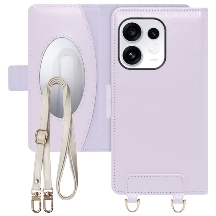 [ LOOF SWEET MIRROR ] OPPO Reno16 5G CPH2865 スマホケース  ショルダー付き手帳型スマホケース ミラー付き カードポケット 本革 [ OPPO Reno16 5G ]