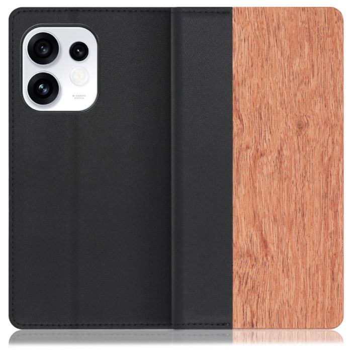 [ LOOF NATURE ] OPPO Reno16 5G CPH2865 スマホケース ケース カバー 手帳型ケース カード収納 マグネット付き 天然木 本革 ベルトなし [ OPPO Reno16 5G ]