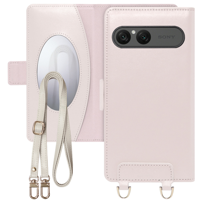 [ LOOF SWEET MIRROR ] Xperia 10 VIII  スマホケース  ショルダー付き手帳型スマホケース ミラー付き カードポケット 本革 [ Xperia 10 VIII ]