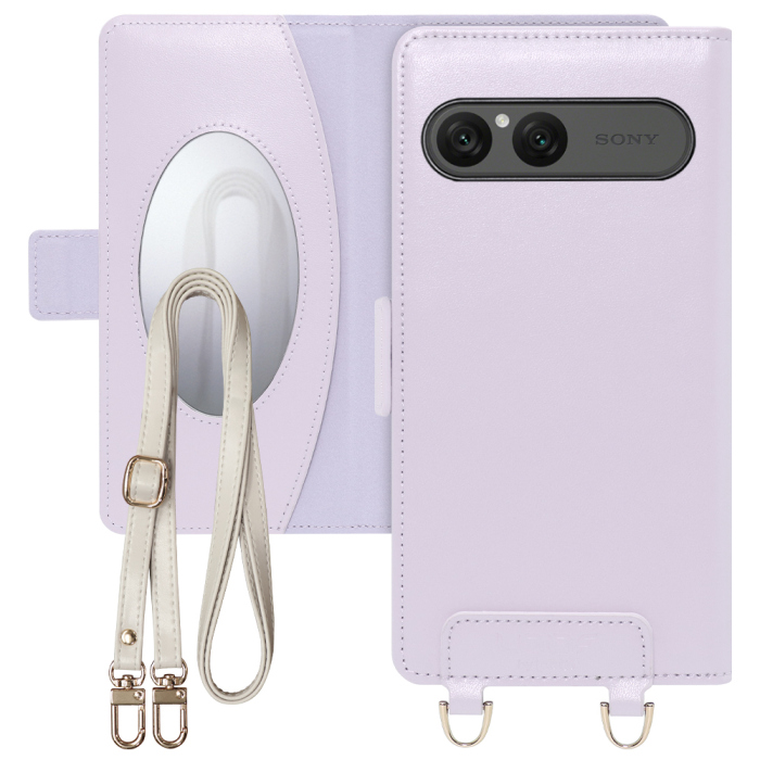[ LOOF SWEET MIRROR ] Xperia 10 VIII  スマホケース  ショルダー付き手帳型スマホケース ミラー付き カードポケット 本革 [ Xperia 10 VIII ]
