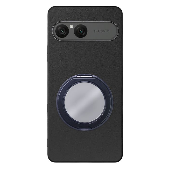 [ LOOF RING-SHELL (ミラー Ver.) ] Xperia 10 VIII  スマホケース 背面 ケース カバー ミラー付きスマホリング スタンド 本革 レザー 落下防止  [ Xperia 10 VIII ]