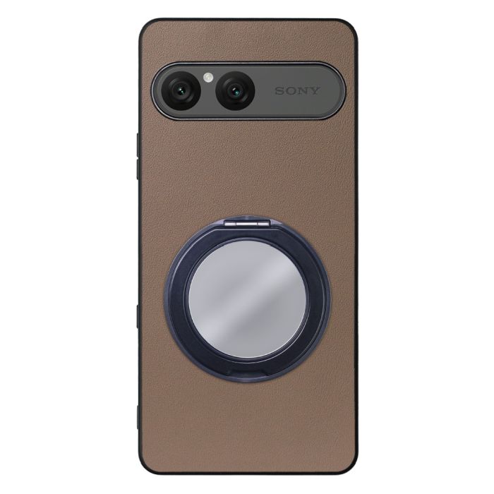[ LOOF RING-SHELL (ミラー Ver.) ] Xperia 10 VIII  スマホケース 背面 ケース カバー ミラー付きスマホリング スタンド 本革 レザー 落下防止  [ Xperia 10 VIII ]