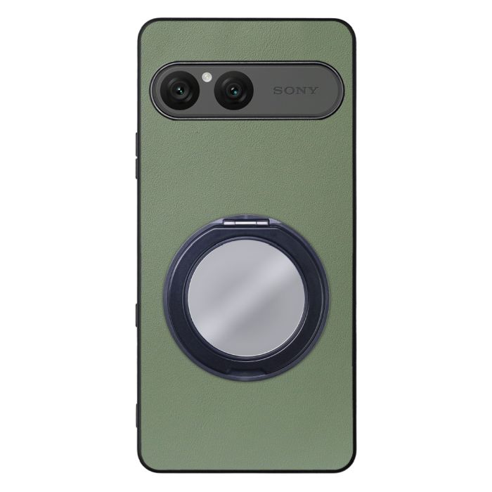 [ LOOF RING-SHELL (ミラー Ver.) ] Xperia 10 VIII  スマホケース 背面 ケース カバー ミラー付きスマホリング スタンド 本革 レザー 落下防止  [ Xperia 10 VIII ]