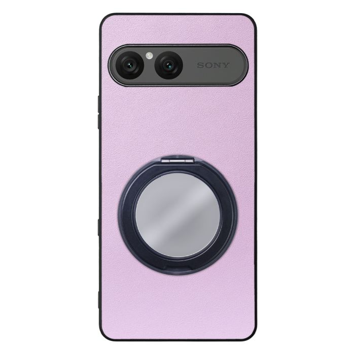 [ LOOF RING-SHELL (ミラー Ver.) ] Xperia 10 VIII  スマホケース 背面 ケース カバー ミラー付きスマホリング スタンド 本革 レザー 落下防止  [ Xperia 10 VIII ]