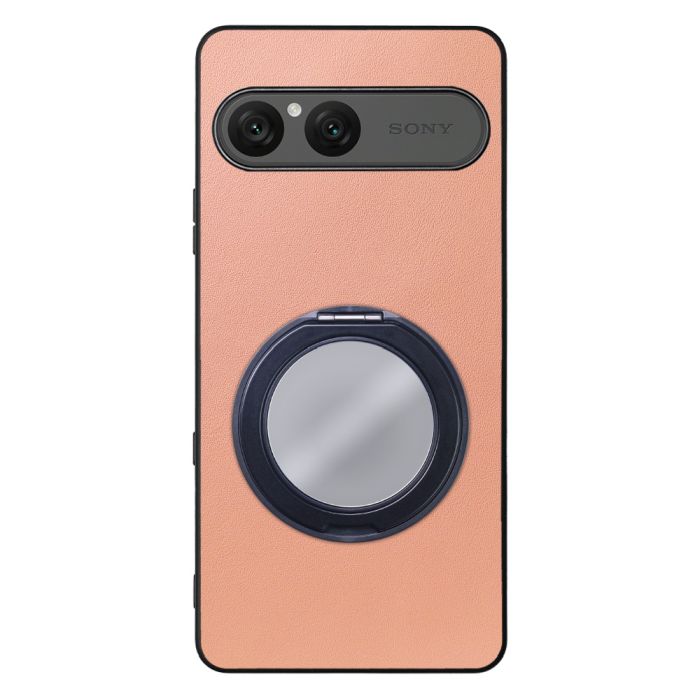 [ LOOF RING-SHELL (ミラー Ver.) ] Xperia 10 VIII  スマホケース 背面 ケース カバー ミラー付きスマホリング スタンド 本革 レザー 落下防止  [ Xperia 10 VIII ]