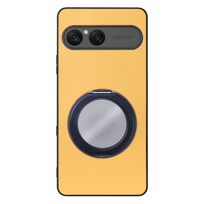 [ LOOF RING-SHELL (ミラー Ver.) ] Xperia 10 VIII  スマホケース 背面 ケース カバー ミラー付きスマホリング スタンド 本革 レザー 落下防止  [ Xperia 10 VIII ]