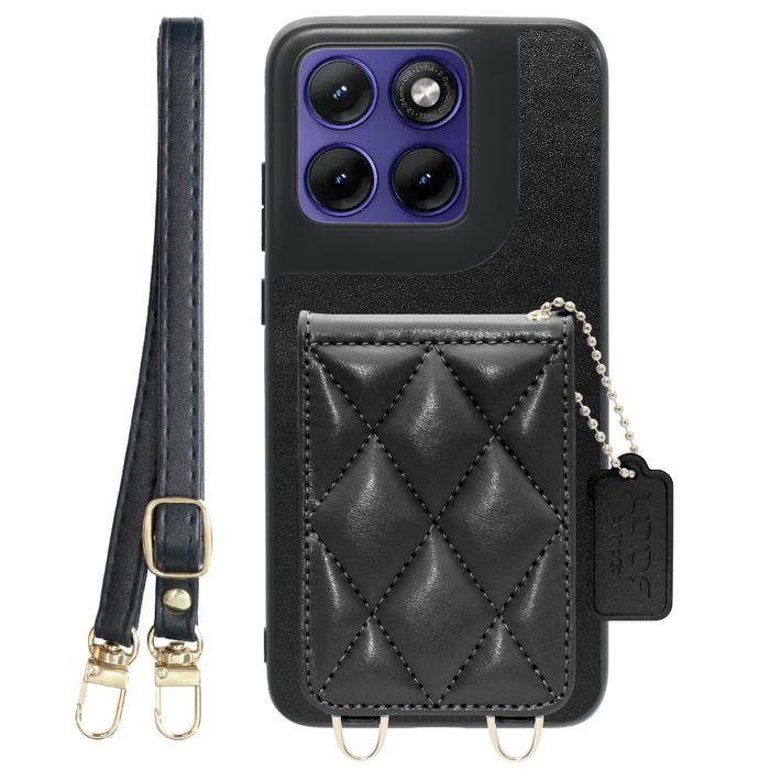 [ LOOF SWEET-SHELL SHOULDER  ] motorola edge 70 fusion  スマホケース キルティング加工のカードケース付き ロングストラップ付き マグネット内蔵 カード収納 本革 [ motorola edge 70 fusion ]