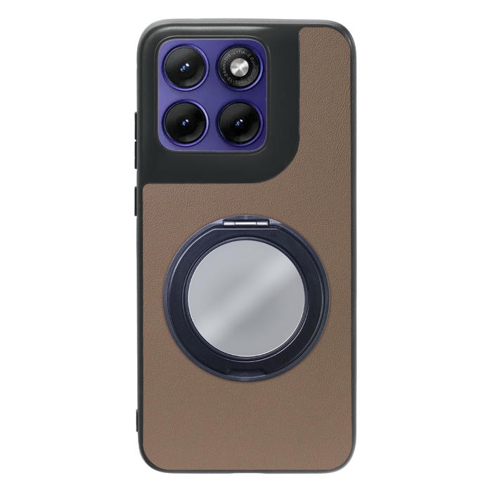 [ LOOF RING-SHELL (ミラー Ver.) ] motorola edge 70 fusion  スマホケース 背面 ケース カバー ミラー付きスマホリング スタンド 本革 レザー 落下防止  [ motorola edge 70 fusion ]
