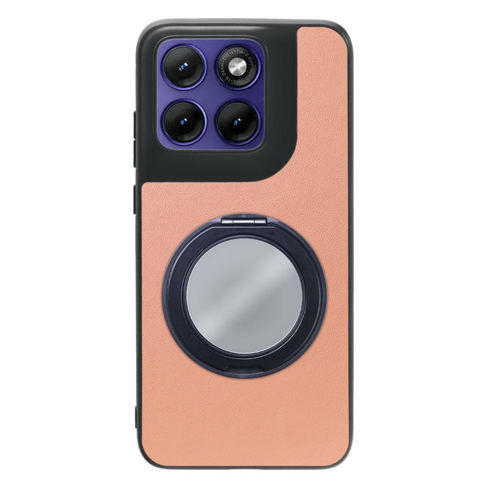 [ LOOF RING-SHELL (ミラー Ver.) ] motorola edge 70 fusion  スマホケース 背面 ケース カバー ミラー付きスマホリング スタンド 本革 レザー 落下防止  [ motorola edge 70 fusion ]