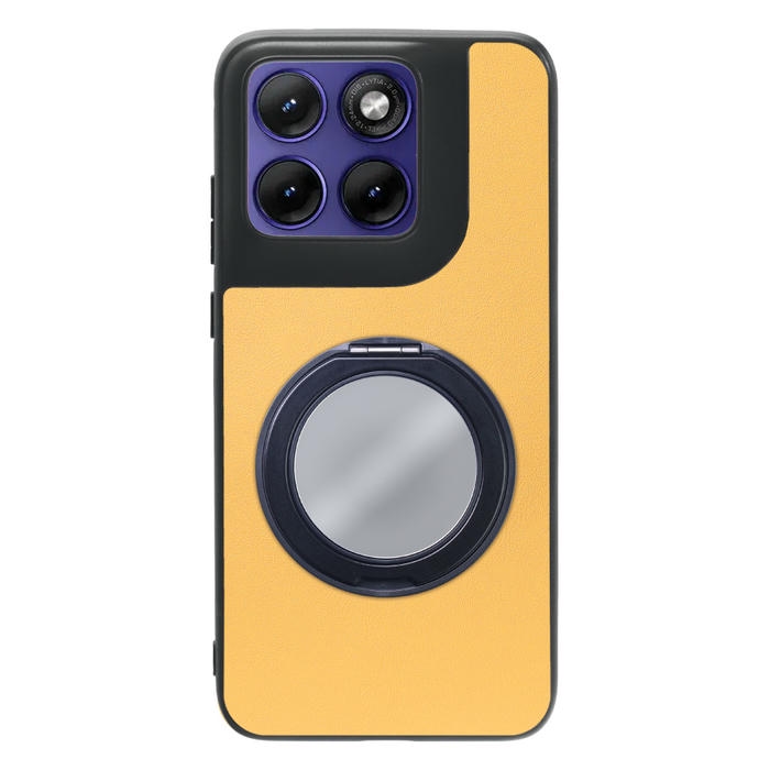 [ LOOF RING-SHELL (ミラー Ver.) ] motorola edge 70 fusion  スマホケース 背面 ケース カバー ミラー付きスマホリング スタンド 本革 レザー 落下防止  [ motorola edge 70 fusion ]