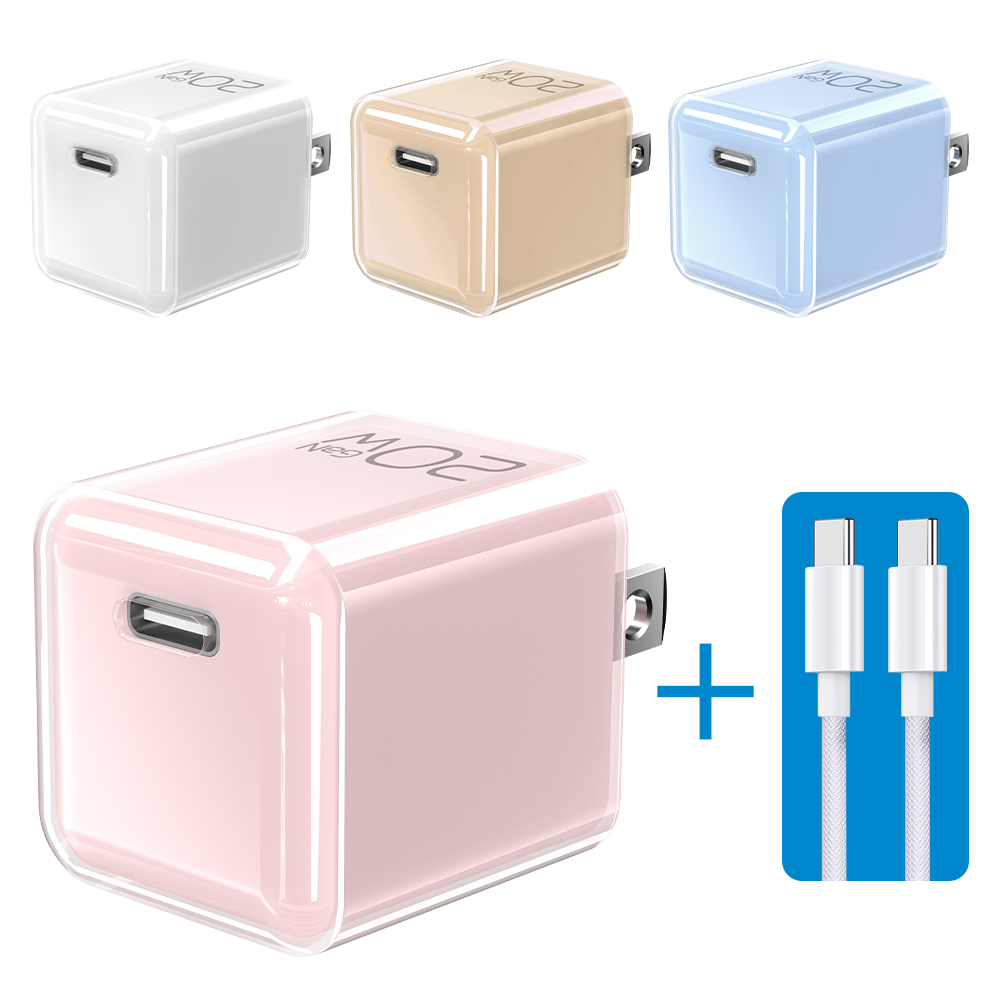 LOOF PD対応 20W ACアダプター Type C USB C USBC 出力 アダプター スマホ 充電器 コンパクト ケーブルセット ケーブル付き スマホ スマートフォン iPhone アンドロイド モバイル AC充電器 USB 電源アダプタ グローバル 海外 かわいい シアー パステル 軽量 Type-Cケーブル