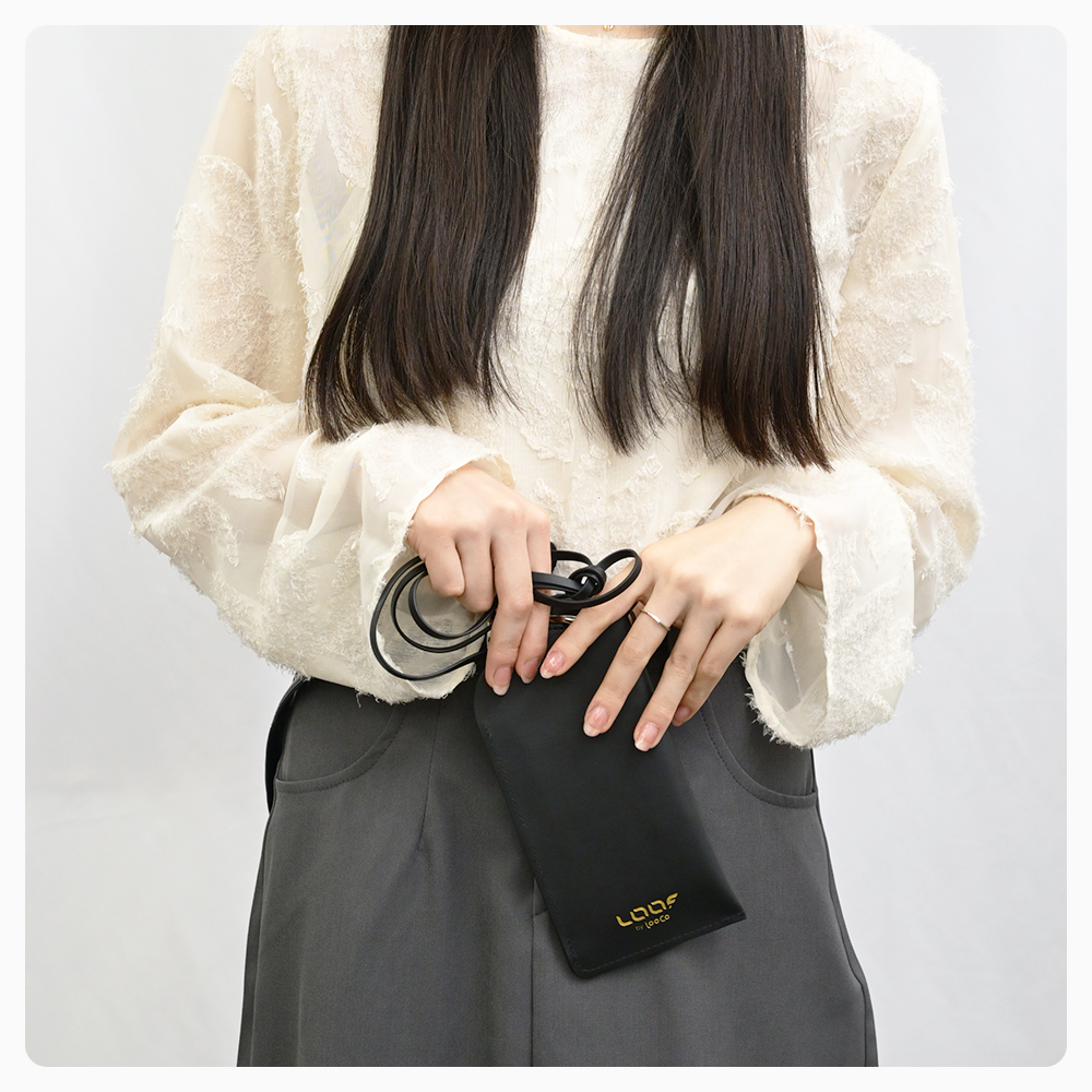 LOOF 本革 スマホポーチ レザー ポーチ ショルダー スマホポーチ サングラス ショルダーバッグ ミニバッグ ポケット付き おでかけ 旅行 軽い 薄い 小さい 高見え ポシェット 斜め掛け 肩掛け 紐付き メンズ レディース おしゃれ スマホショルダー シンプル