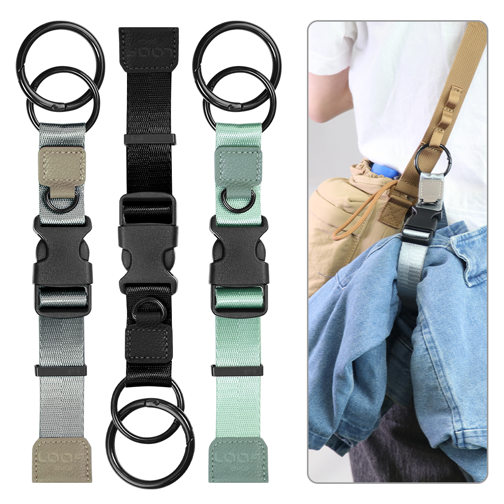 LOOF ジャケットホルダー 上着ホルダー スーツケース 手ぶら バッグ ストラップ 荷物 ひとまとめ マフラー ストール お土産 タオル ラゲッジフック キャリーケース 旅行 おでかけ 持ち歩き ランドセル コート 落ちない カラビナ 便利グッズ シンプル 兼用