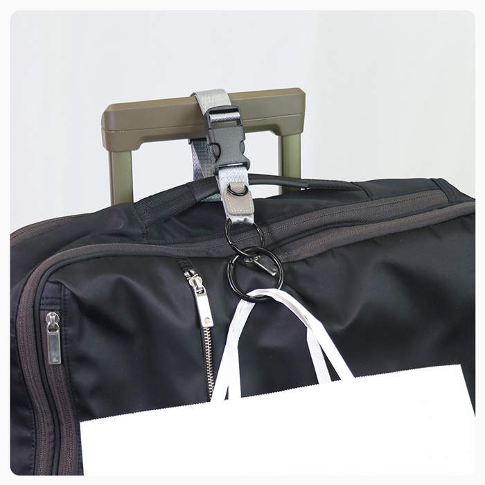 LOOF ジャケットホルダー 上着ホルダー スーツケース 手ぶら バッグ ストラップ 荷物 ひとまとめ マフラー ストール お土産 タオル ラゲッジフック キャリーケース 旅行 おでかけ 持ち歩き ランドセル コート 落ちない カラビナ 便利グッズ シンプル 兼用