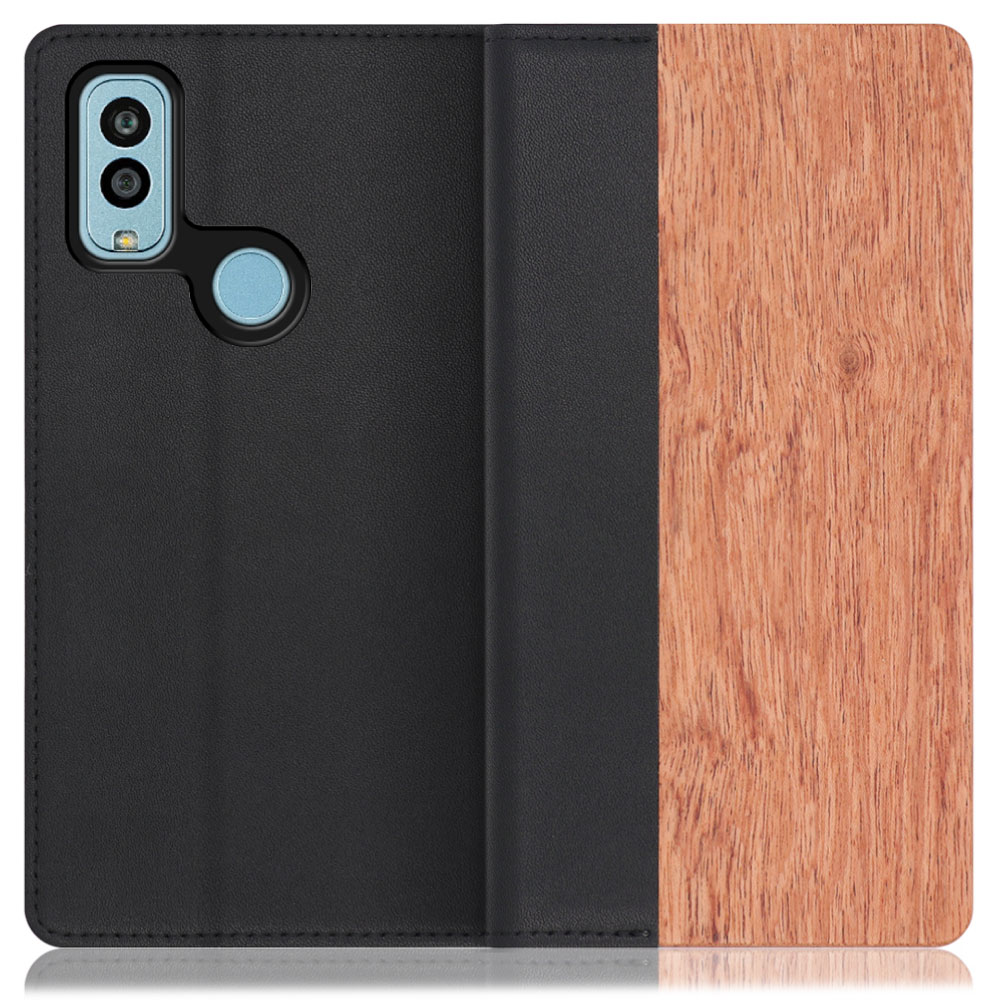 [ LOOF NATURE ] Android One S10 / S10-KC androidones10 androidone スマホケース ケース カバー 手帳型ケース カード収納 マグネット付き 天然木 本革 ベルトなし [ Android One S10 / 花梨 ]