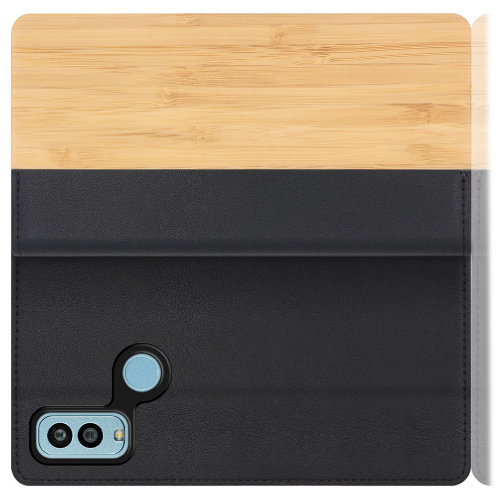 [ LOOF NATURE ] Android One S10 / S10-KC androidones10 androidone スマホケース ケース カバー 手帳型ケース カード収納 マグネット付き 天然木 本革 ベルトなし [ Android One S10 / 竹 ]