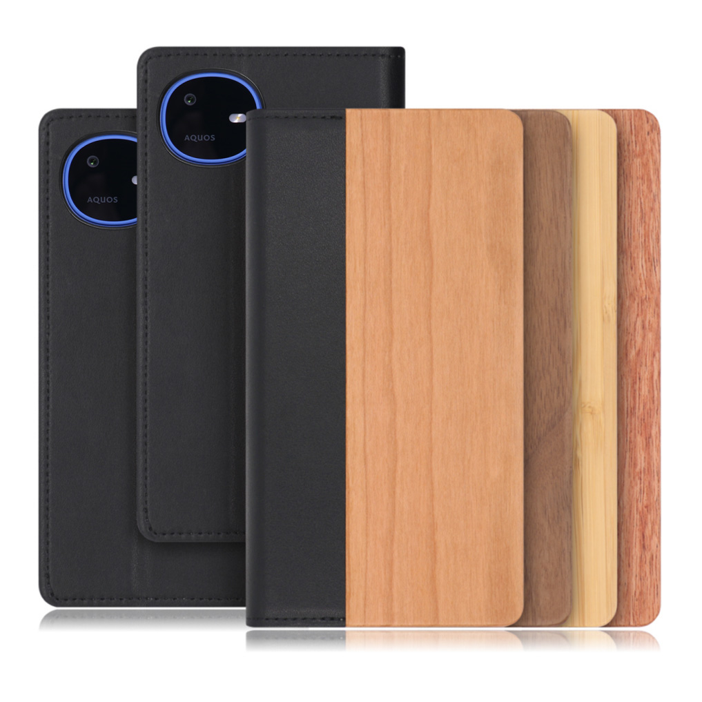 [ LOOF NATURE ] AQUOS wish6 SH-M36 スマホケース ケース カバー 手帳型ケース カード収納 マグネット付き 天然木 本革 ベルトなし [ AQUOS wish6 ]