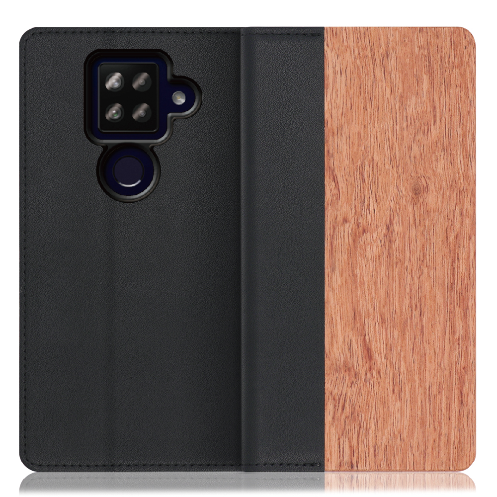 LOOF NATURE AQUOS sense4 plus [花梨] 天然木 本革 手帳型ケース カード収納付き ベルトなし