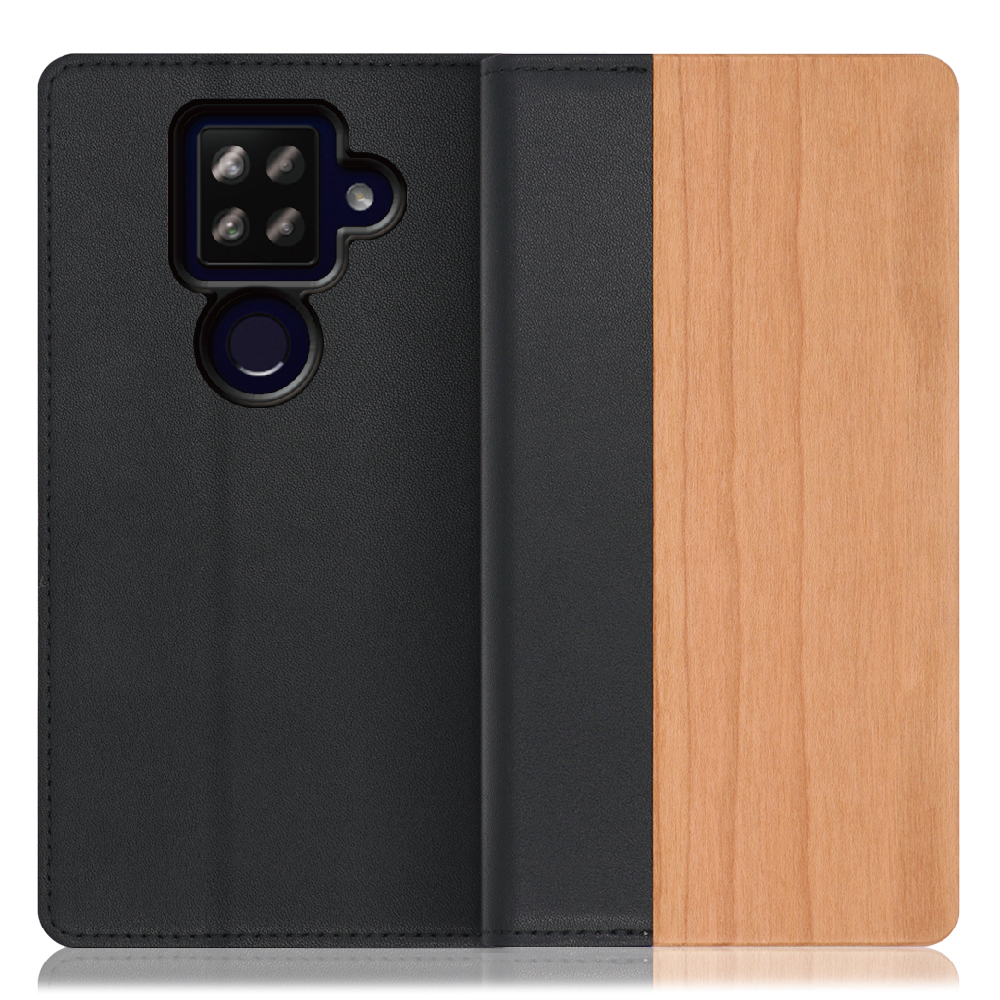 LOOF NATURE AQUOS sense4 plus [桜] 天然木 本革 手帳型ケース カード収納付き ベルトなし