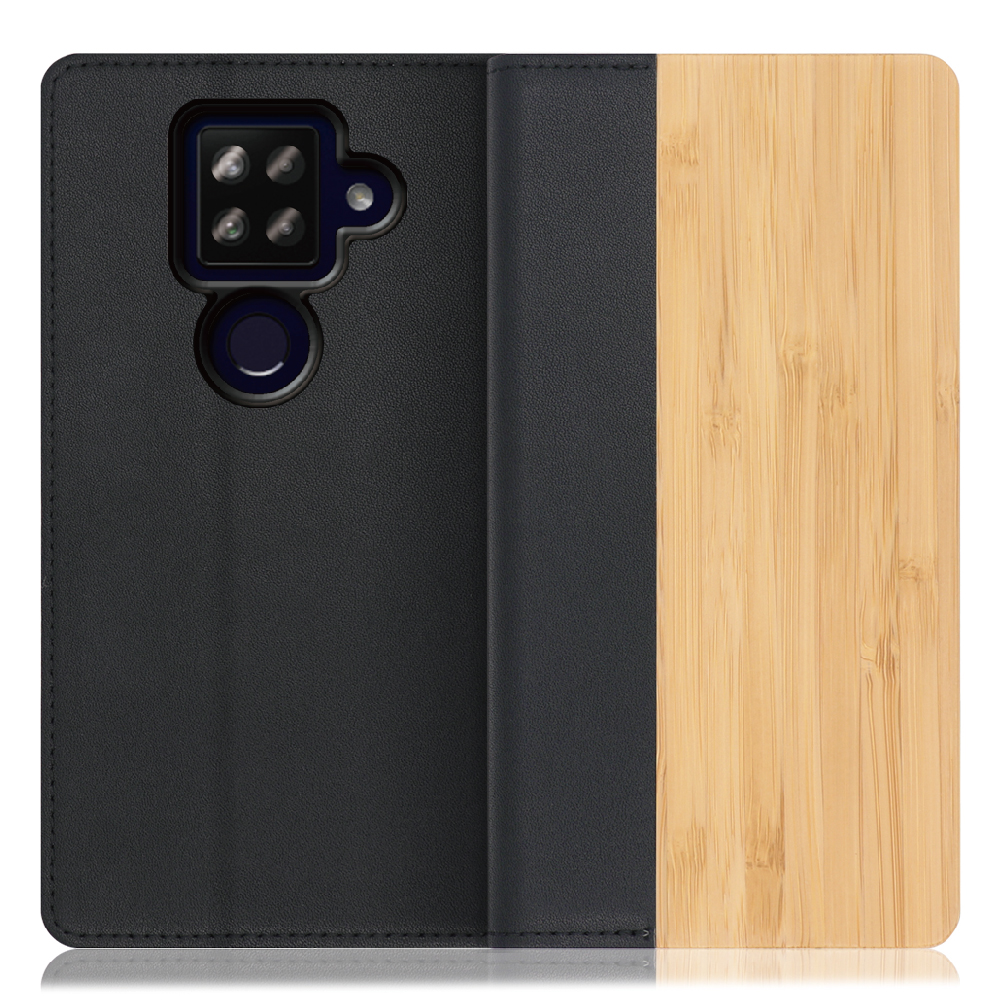 LOOF NATURE AQUOS sense4 plus [竹] 天然木 本革 手帳型ケース カード収納付き ベルトなし