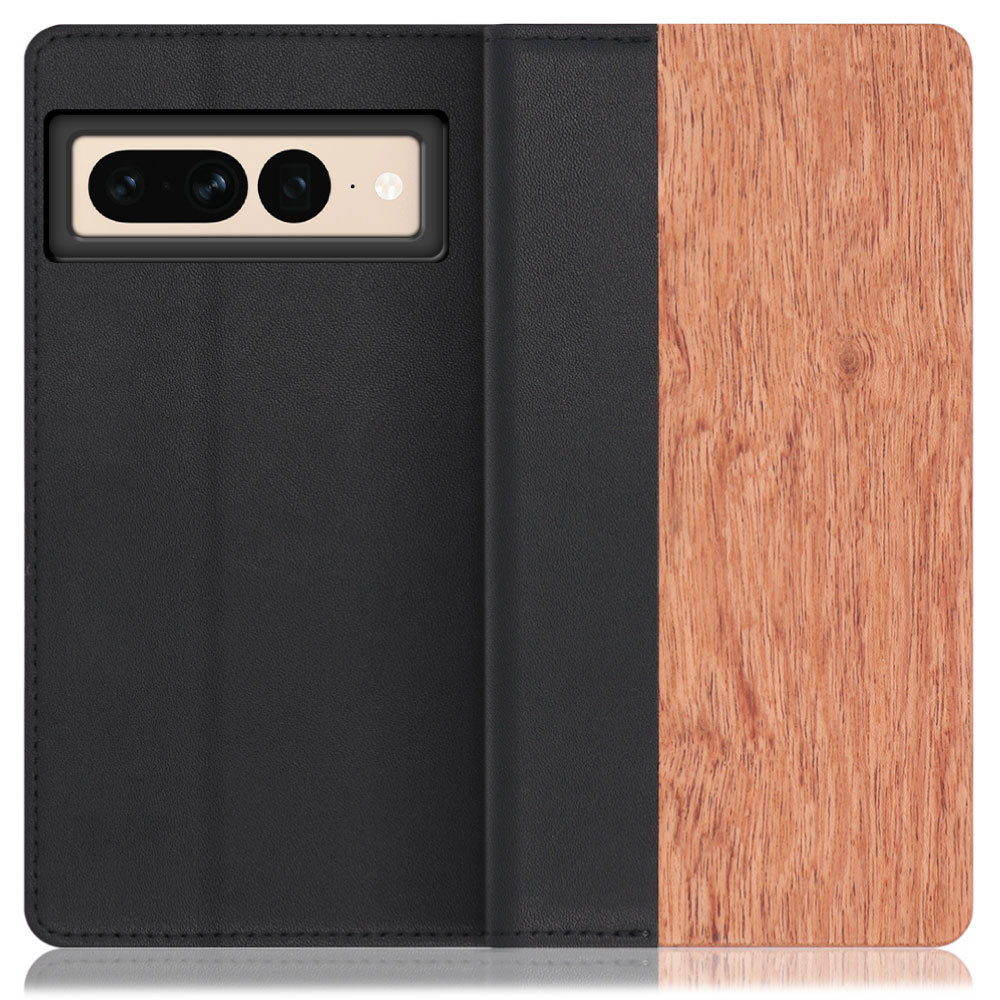 LOOF Nature Series Google Pixel 7 Pro 用 [花梨] 天然木 本革 手帳型ケース カード収納付き ベルトなし