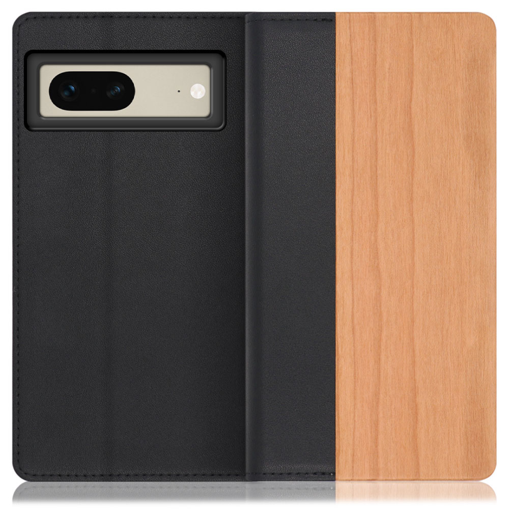 LOOF Nature Series Google Pixel 7 用 [桜] 天然木 本革 手帳型ケース カード収納付き ベルトなし