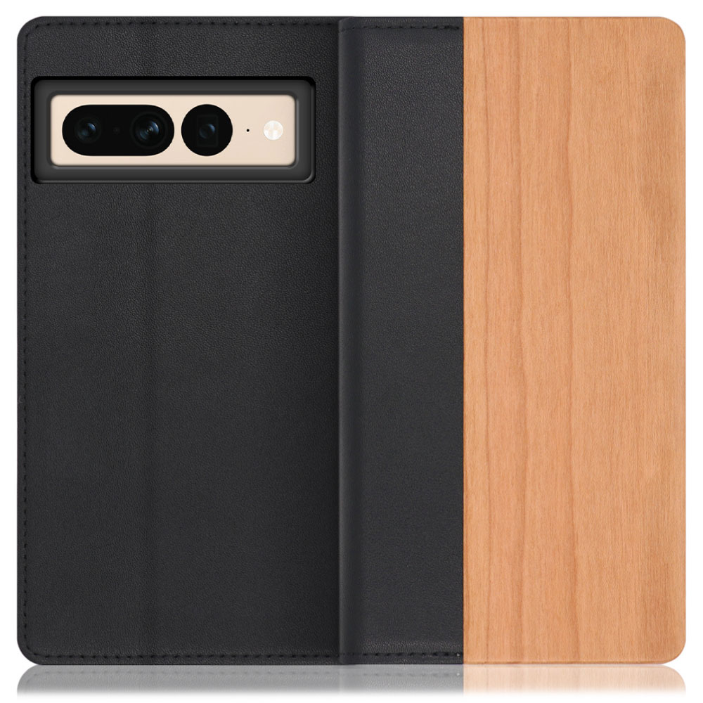 LOOF Nature Series Google Pixel 7 Pro 用 [桜] 天然木 本革 手帳型ケース カード収納付き ベルトなし