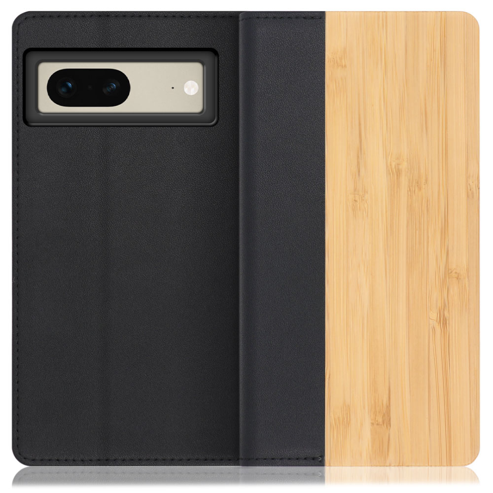 LOOF Nature Series Google Pixel 7 用 [竹] 天然木 本革 手帳型ケース カード収納付き ベルトなし